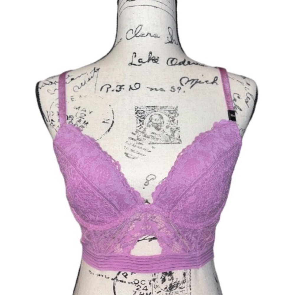 NWT VICTORIA’S SECRET Very Sexy Lined Plunge Lavender Purple Longline Bra 32DD